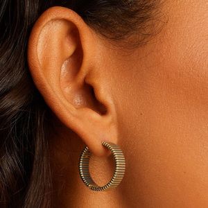 Gorjana Catalina Navy Blue Enamel 18k Gold Plated Hoop Earrings New